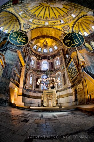Inside the Hagia Sofia in Istanbul, Turkey