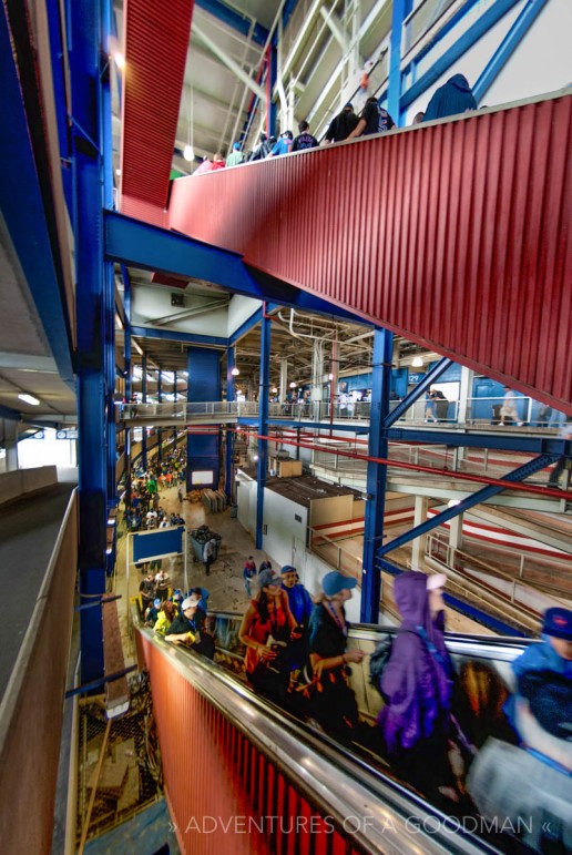 The escalators inside Shea Stadium were color-coordinated to match the level you were going to