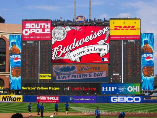 The scoreboard at Shea Stadium during a Father's Day doubleheader in 2008