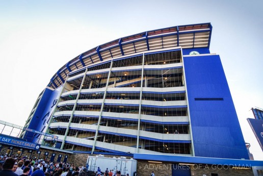 Looking up at Shea Stadium - home of the New York Mets