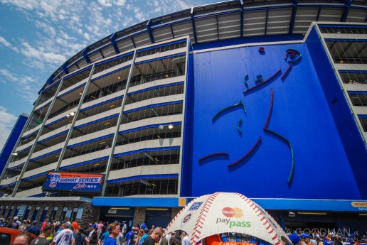 Giant neon signs adorned the outside of Shea Stadium — home of the New York Mets