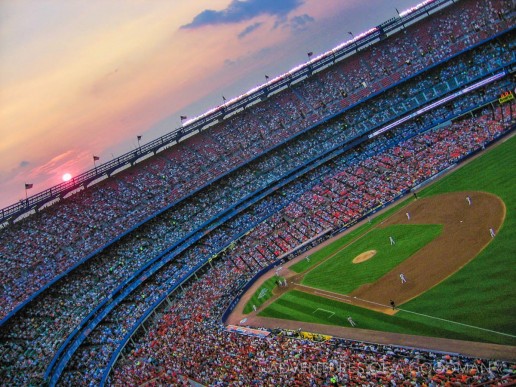 Sunset over Shea Stadium in 2008