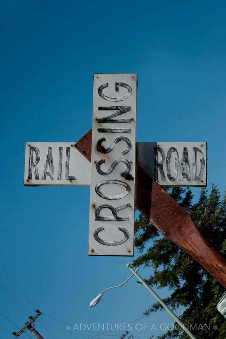 There may be a railroad crossing sign, but something tells me there hasn't been a train in that area in a long while
