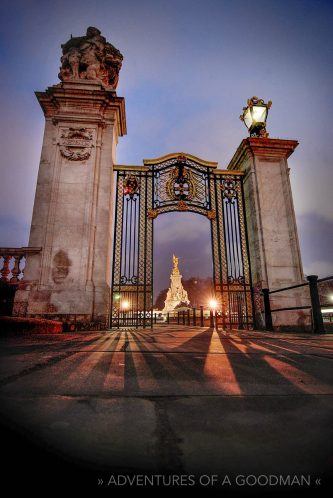 Buckingham Palace London England Gate at Night