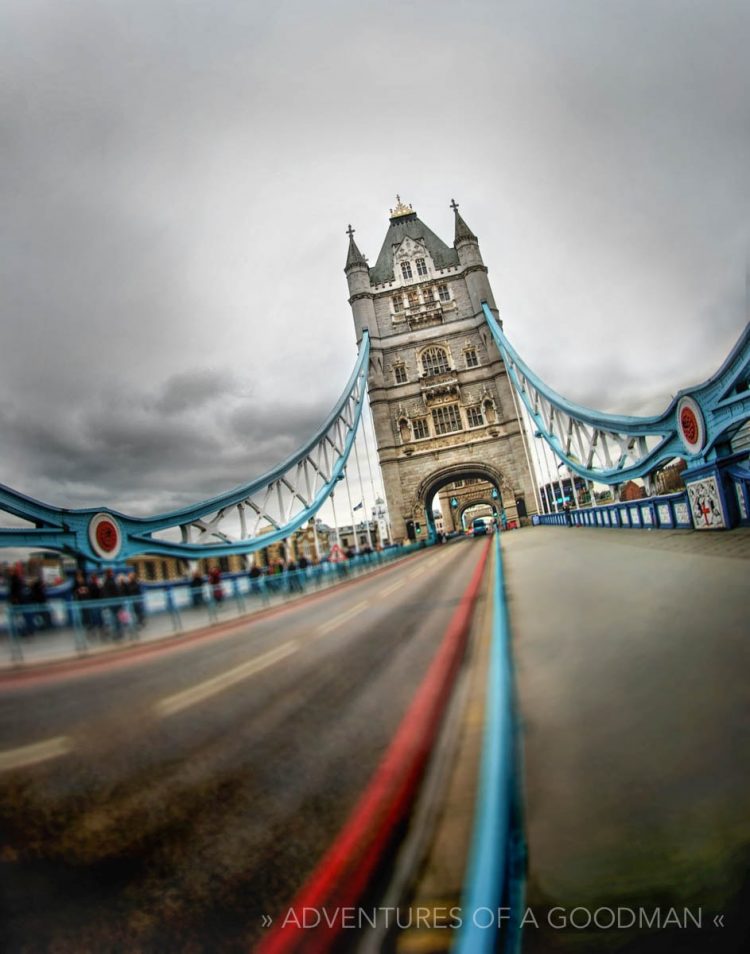 London's Tower Bridge on a cloudy December day