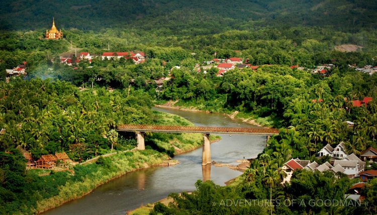 The town of Louang Prabang is surrounded by lush greenery and all-too-many signs of construction