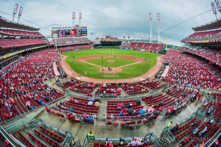 A fisheye view of Great American Ballpark - home of the Cincinnati Reds