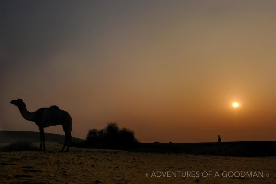 The final moments of sun over the Jaisalmer desert