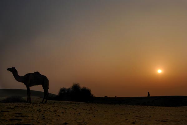 The final moments of sun over the Jaisalmer desert