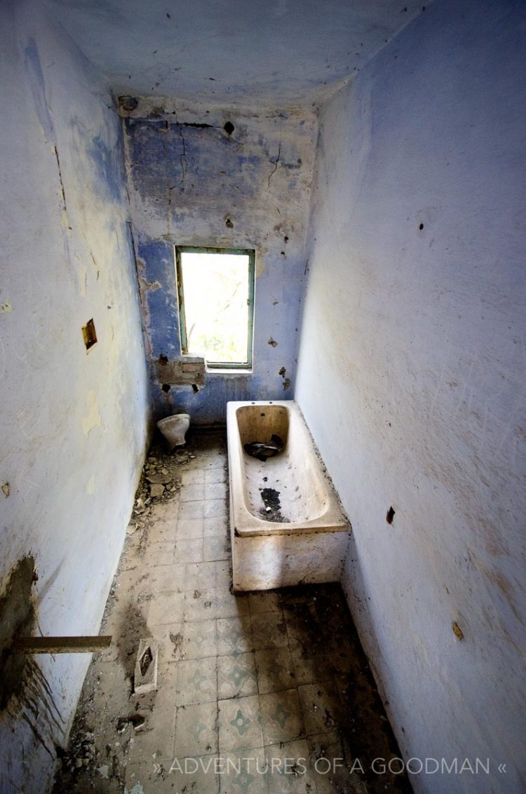An abandoned bathroom in a dorm way back in the Beatles Ashram