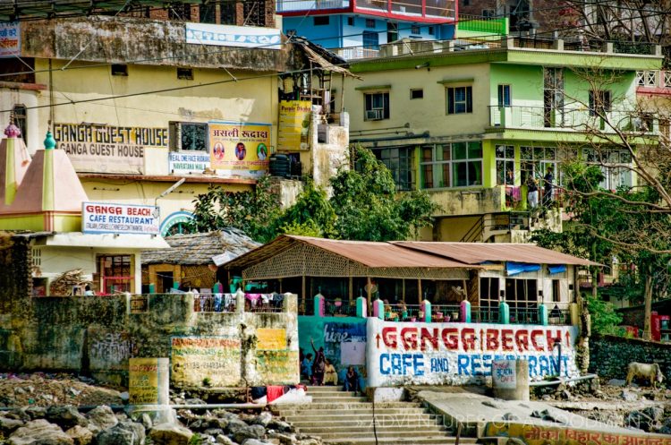 Ganga Beach Cafe & Restaurant by the Lakshman Jhula in Rishikesh, India