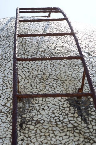 The ladder leading up the meditation dome, which we climbed to do our Om session