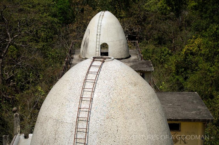 Two meditation domes at the Maharishi Mahesh Yogi Ashram in Rishikesh, India - the Beatles Ashram