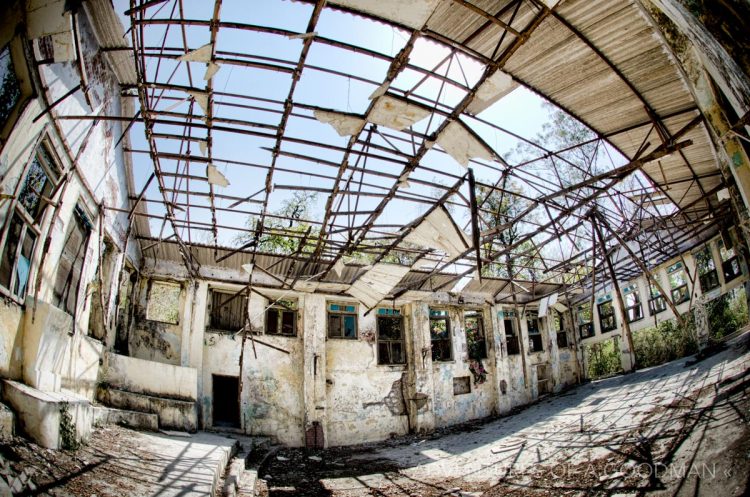 An abandoned meditation hall in the Maharishi Mahesh Yogi Ashram