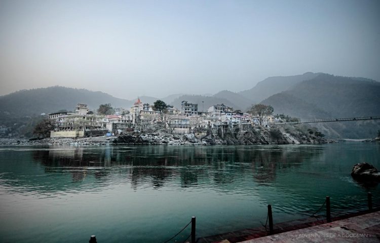 The city of Rishikesh, India, sits alongside the Ganges (Ganga) River