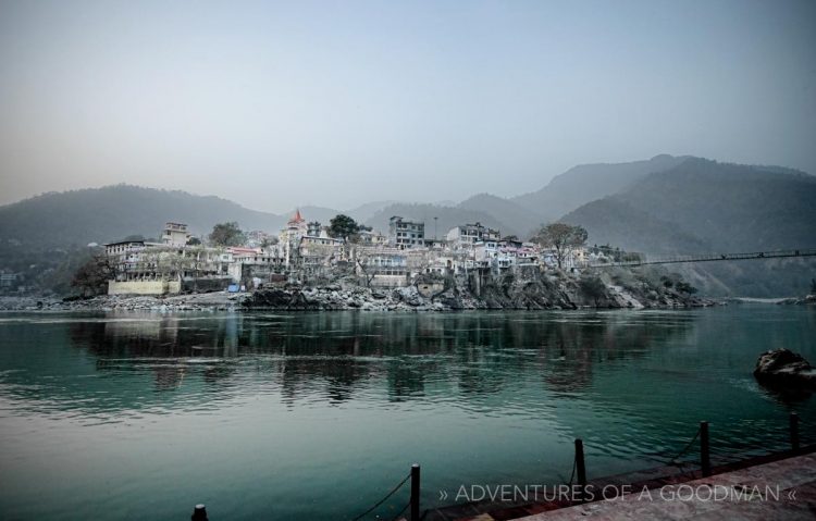 The city of Rishikesh, India, sits alongside the Ganges (Ganga) River