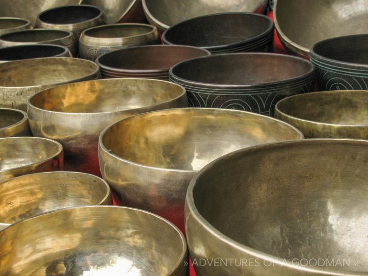 Sound healing bowls for sale in Rishikesh, India