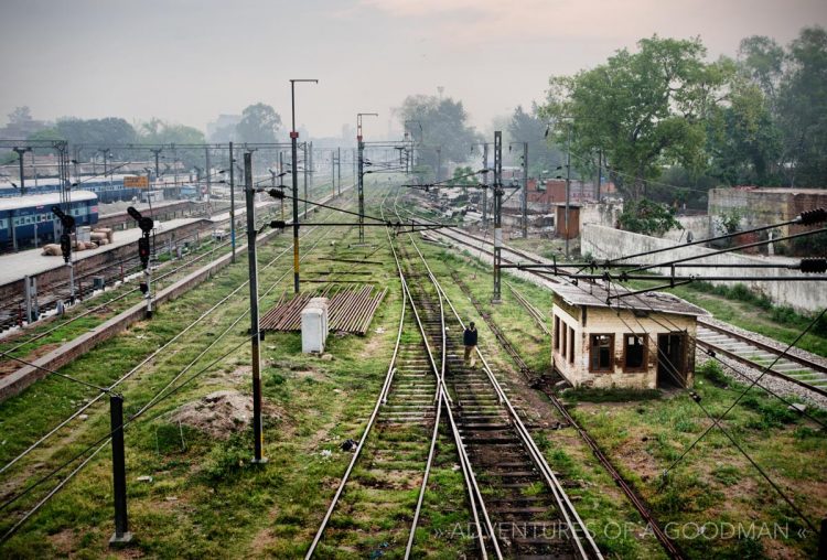 Foggy sunrise over the Amritsar Train Station