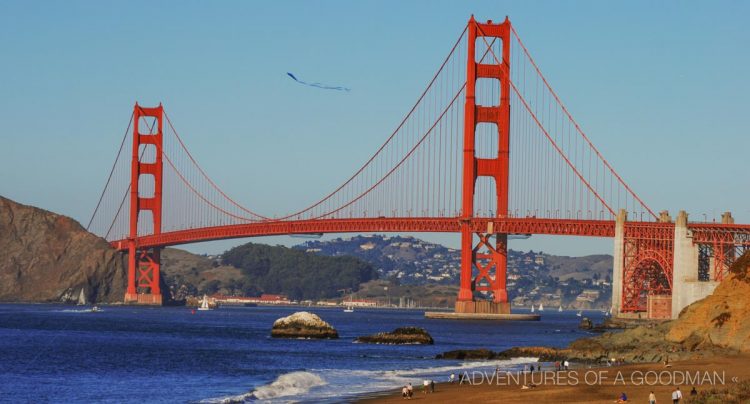 Baker Beach is a fantastic place to spend a (rare) warm day in San Francisco, while gazing out at the Golden Gate Bridge