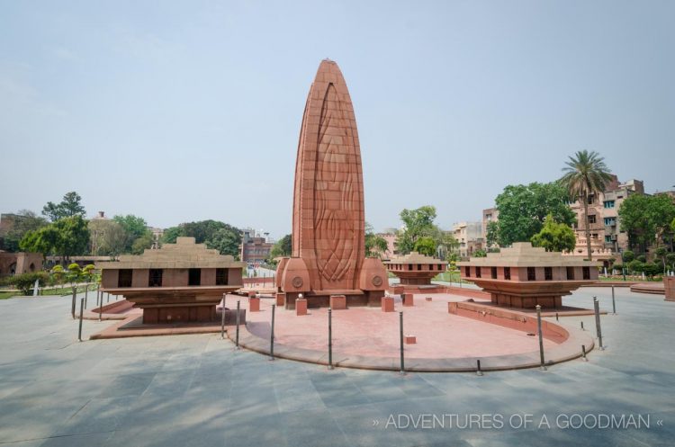 The Jallianwala Bagh memorial is located a short walk from the Golden Temple in Amritsar, India