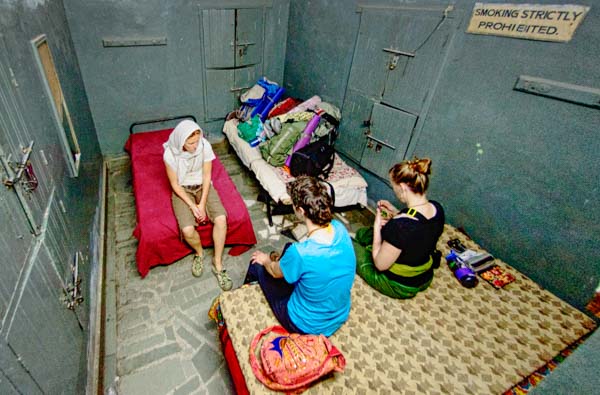 Carrie, Lauren and I sit in our little room in the back of the Golden Temple free pilgrim's lodge