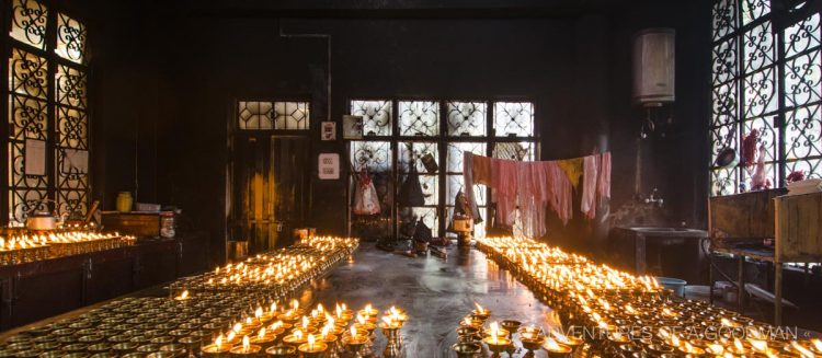 Prayer candles at Tsuglagkhang: the temple inside the Dalai Lama compound