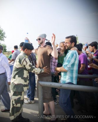 Getting a pat down before entering the Wagha Border Ceremony