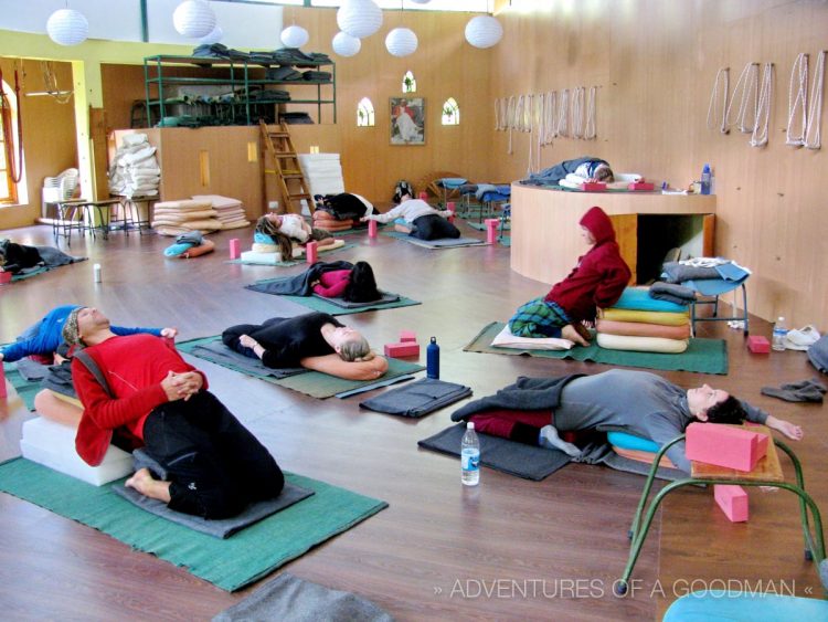 Our Iyengar Yoga class hard at work in one of the poses
