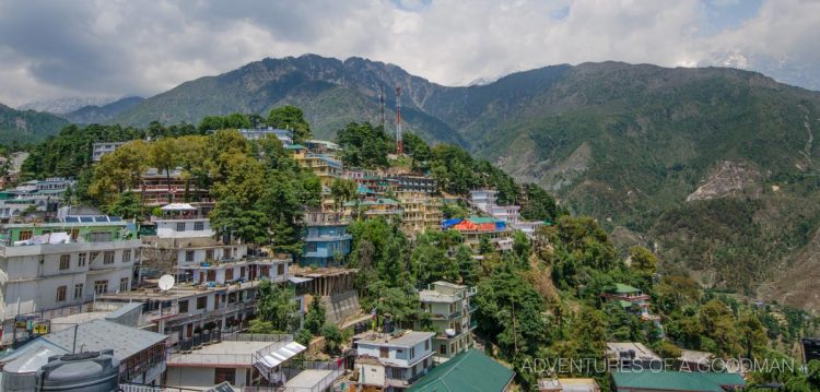 The incredibly view of McLeod Ganj and the Himalayas from the top floor of the Dalai Lama Complex