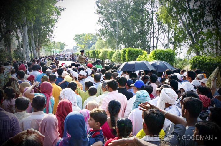 The mob-scene getting into the Wagah Border Ceremony