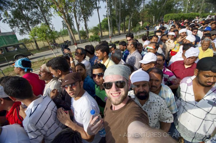 Me in a dense crowd to enter the Wagha Border Ceremony