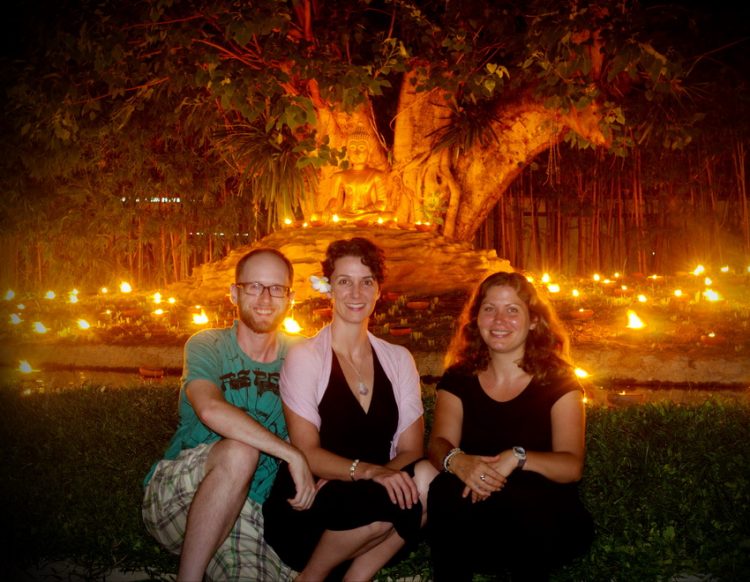 Greg, Carrie and Caroline at Wat Pan Tao - Asanha Bucha Day - August 2, 2012