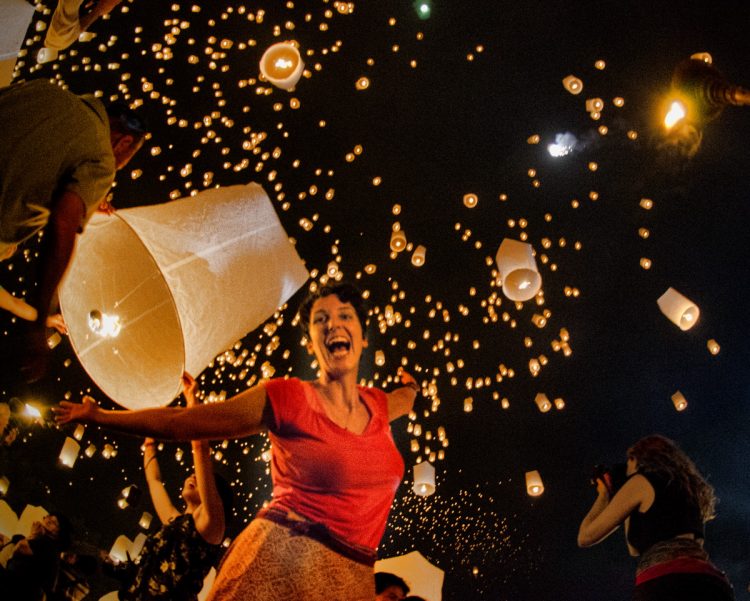 Carrie at Yi Peng in Chiang Mai, Thailand