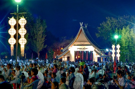 As the sun set, the crowd waits in anticipation for the mass lantern launch