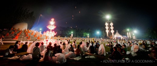 A panorama of Lanna Dhutanka during the Yi Peng ceremony Lantern Festival at Mae Jo University