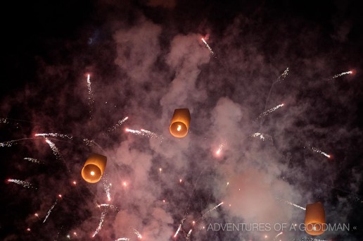 As if a sky full of lanterns rising into the night wasn't enough... then there were fireworks!