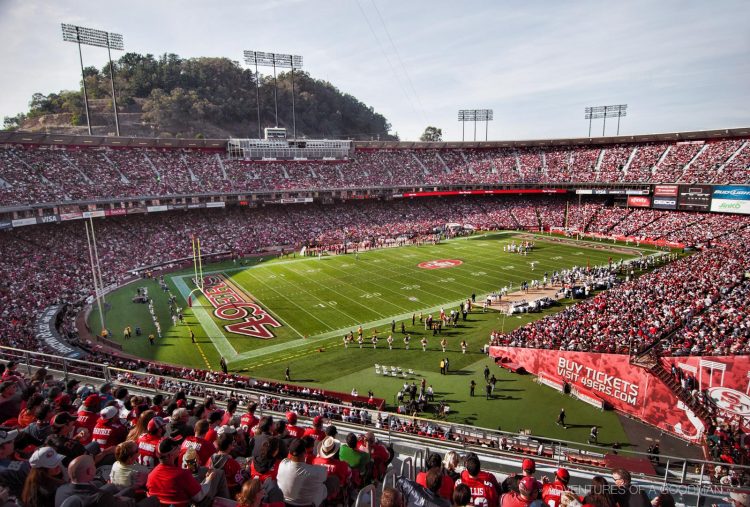 The San Francisco 49ers play a game of football at Candlestick park on November 13, 2011