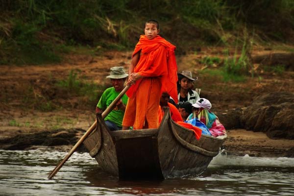 A monk pilot on the Mekong River