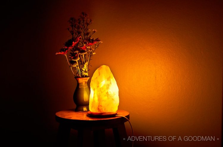 A salt lamp in our bedroom in Chiang Mai