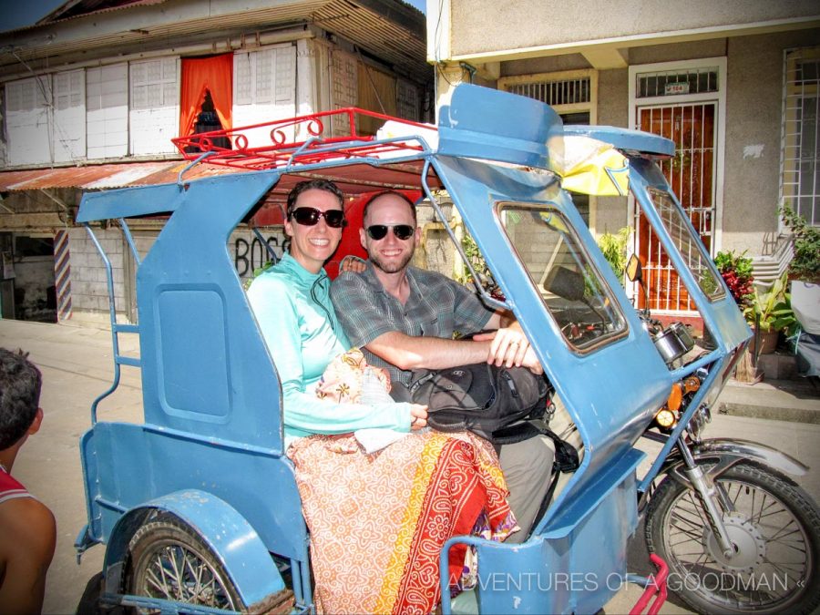 Carrie and I squeezing into a Tricycle on Romblon Island, which I think was a bit bigger than Alfredo's in Banaue