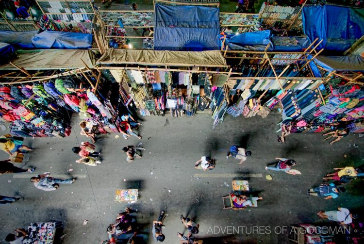 An overhead view of the Baclaran Market in Manila, Philippines