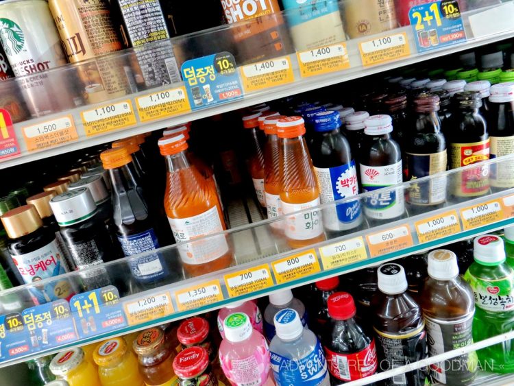 Drinks for sale in a convenience store in Gyeongju, South Korea