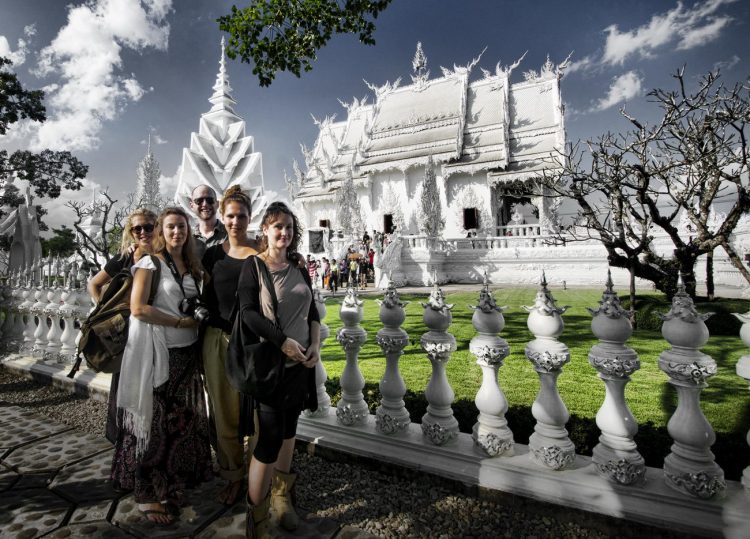 One day, a bunch of us rented a songthaw taxi for the day and visited the White Temple in Chaing Rai - a 3 hour drive each way