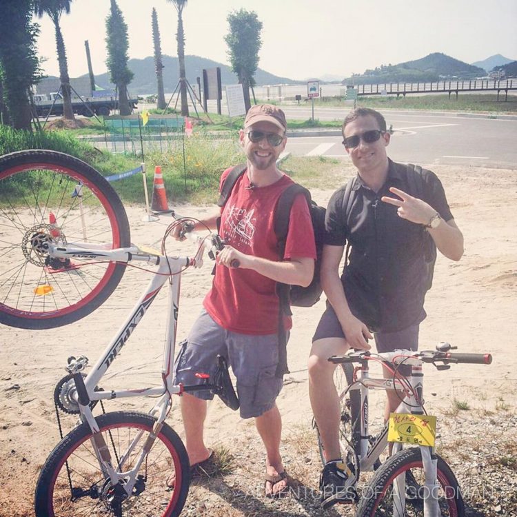 Jesse and I in Jeung-Do with our bicycles