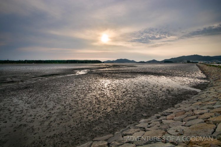 One of Jeung-Do's many mud flats an hour before sunset