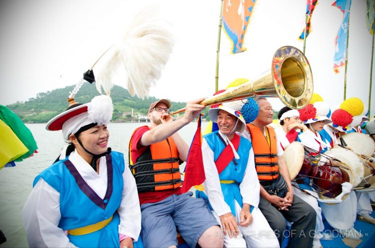 Playing the horn alongside my new friends