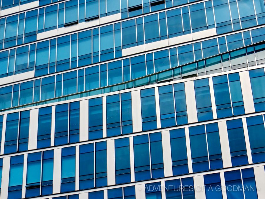 Windows to the Seoul - an office building's windows in Myeongdong, Seoul, South Korea