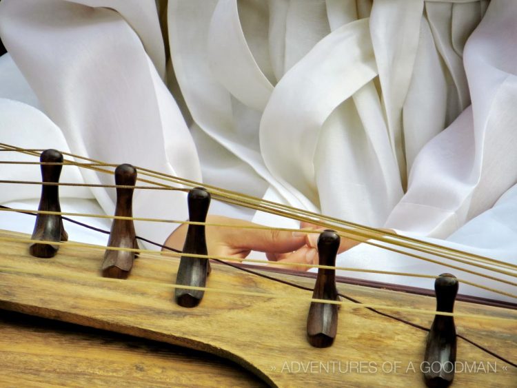 One of the Pungmul musicians and her traditional instrument