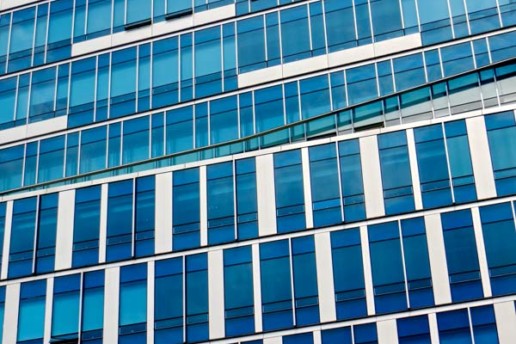Windows to the Seoul - an office building's windows in Myeongdong, Seoul, South Korea