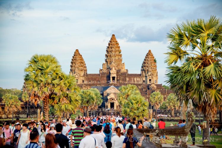 Trying to leave Angkor Wat at the end of the day is like being stuck in a human traffic jam.